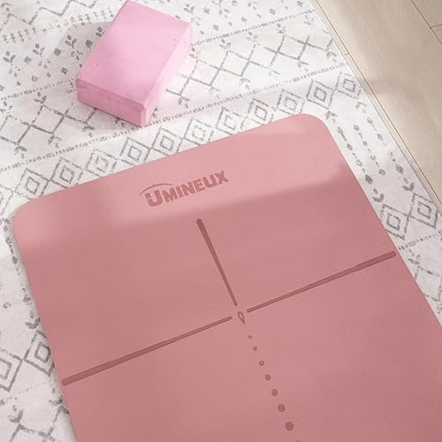 Miniatura 6 de UMINEUX Esterilla de yoga extra gruesa de 1/3 y 2/5 pulgadas antideslizante para mujeres, respetuosa con el medio ambiente, tapete de ejercicio de