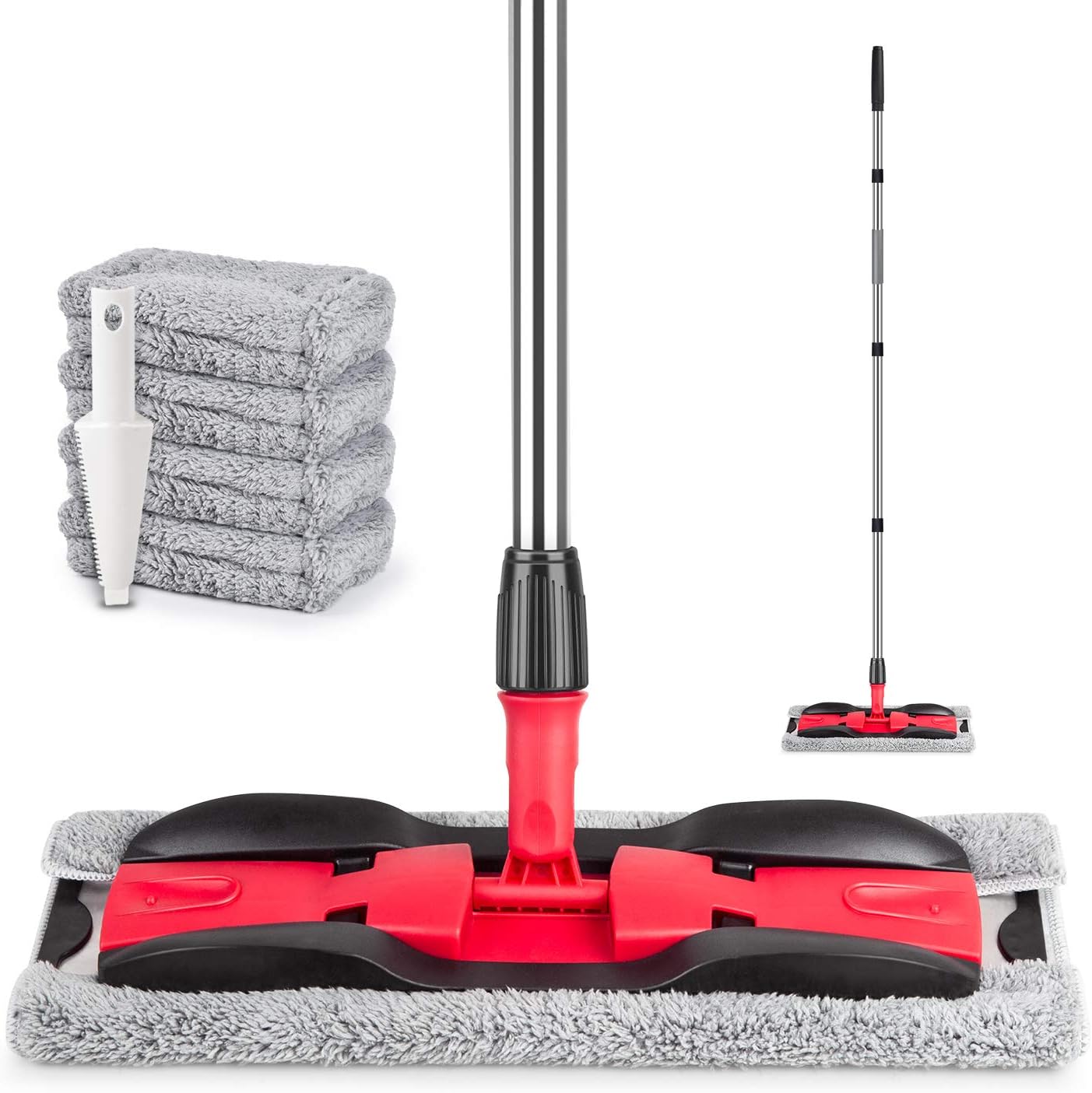 Microfiber Hardwood Floor Mops for Floor Cleaning- MEXERRIS Dry Dust Mop with 4X Washable Reusable Pads