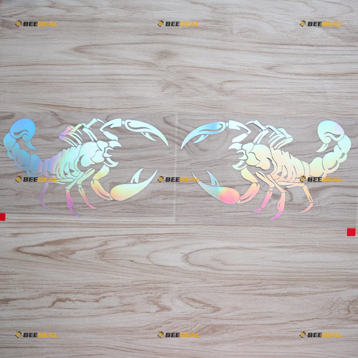 2 Pack Holographic Iridescent, Mirror Images Reversed, 8 Inches - Scorpion Animal Decal Sticker Vinyl - for Car Boat Laptop Die Cut No Background