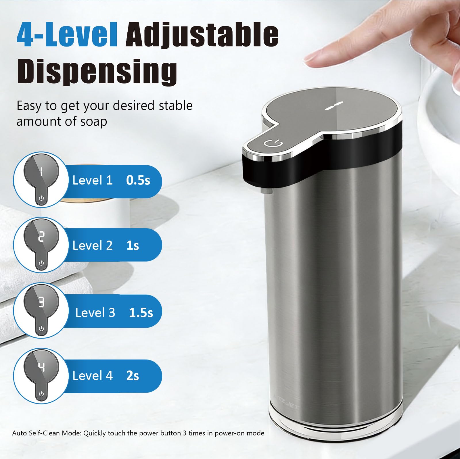 Dispenser automatico di sapone liquido, in acciaio inossidabile