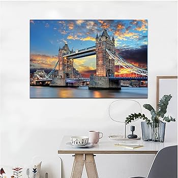 Amazon.co.jp: 美しい建物ロンドンタワーブリッジ。キャンバスに