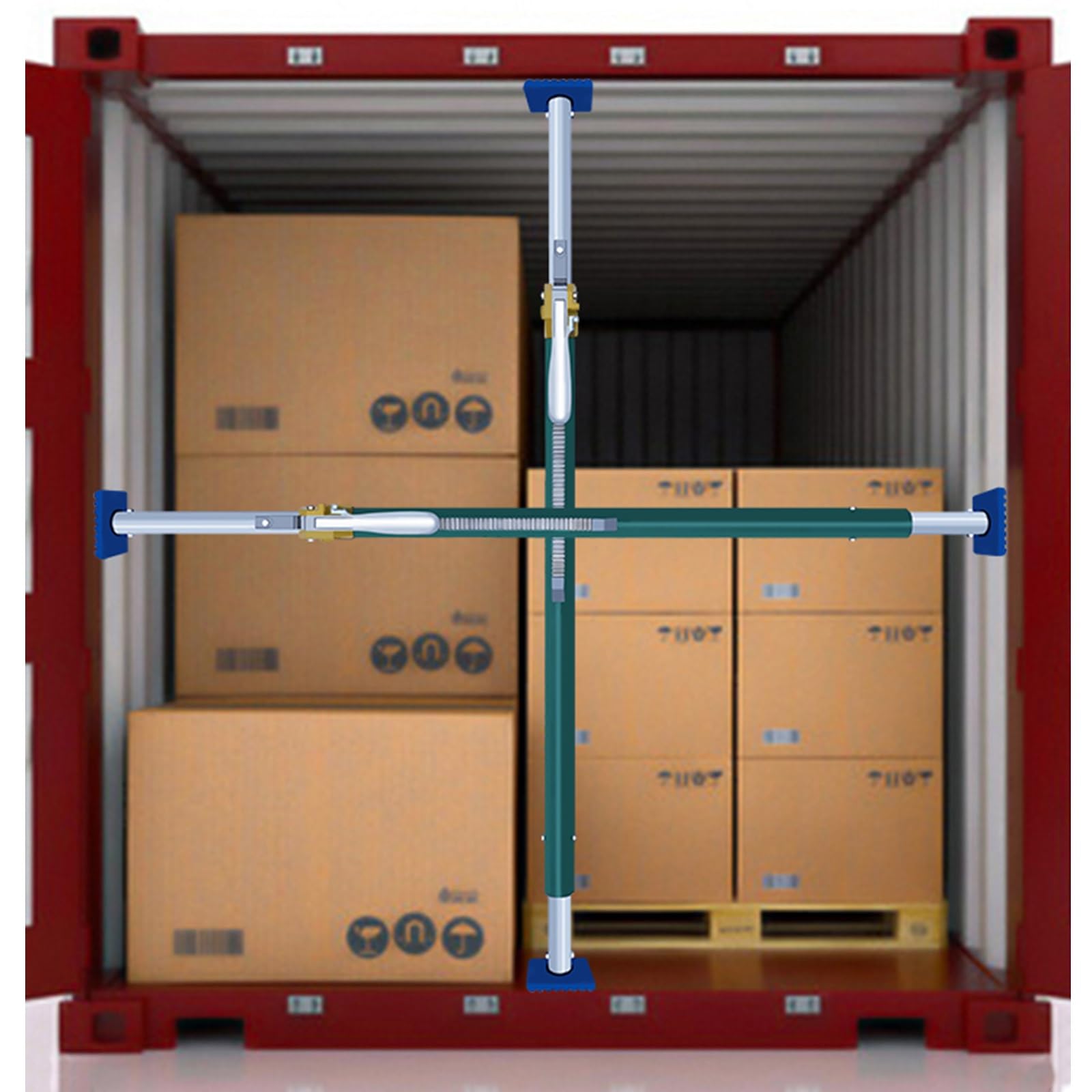 Generisch Verstellbare, teleskopierbare Ladungssicherungsstangen mit Ratschenmechanismus, 2er-Pack, aus Aluminium, für Kastenwagen und Anhänger, Tragkraft 200 kg, rutschfeste Pads, 2,25–2,65 m