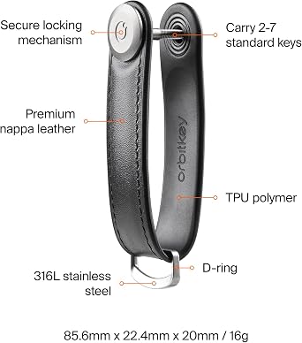 Orbitkey Key Organizer Hybrid Leather | Premium Nappa leather & TPU, Stainless Steel Locking Mechanism, Slim & Quiet Profile
