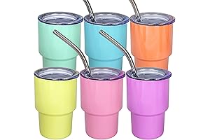 UIRZOTN 6 Mini Tumbler Shot Glasses with Straws and Lids, 3oz Capacity