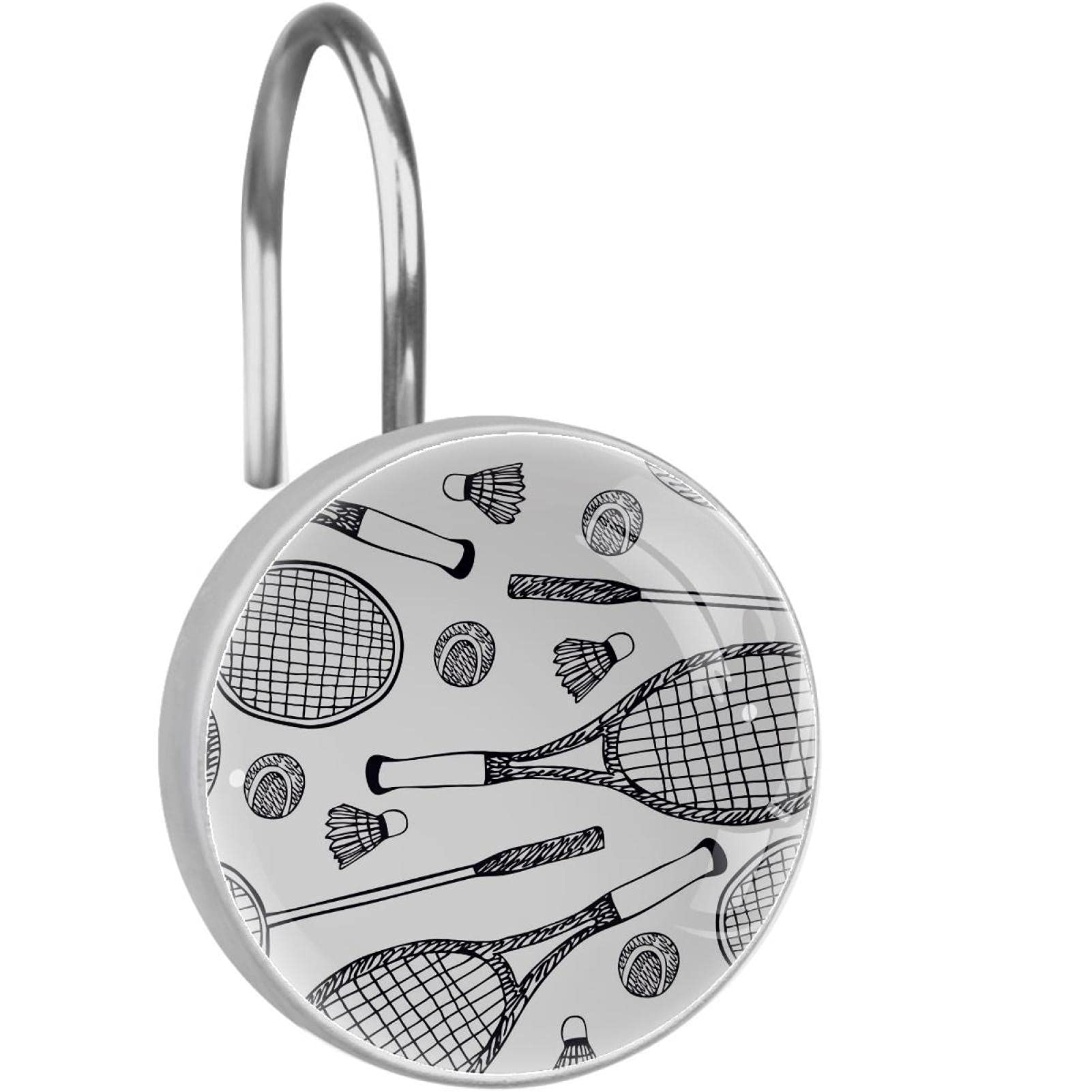 Anneaux pour rideau de douche lot de 12 crochets anti coincement blanc