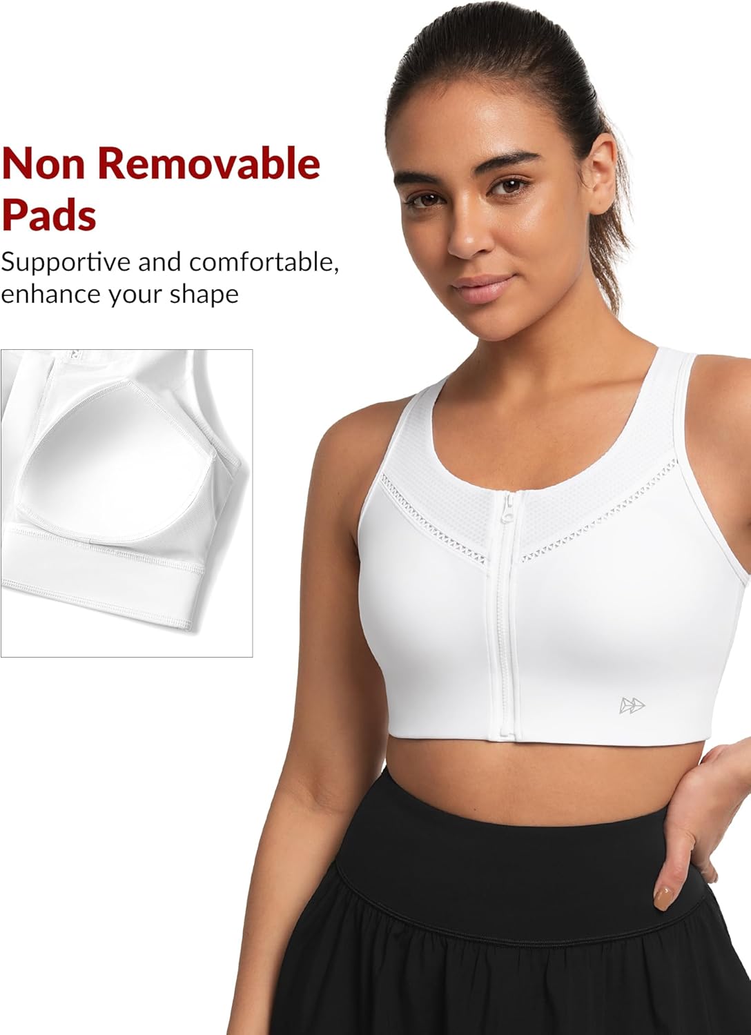Yvette High Impact Sports Bras for Women with Front Zipper Full Support Racerback Sports Bra Plus Size for Running Gym - Image 5
