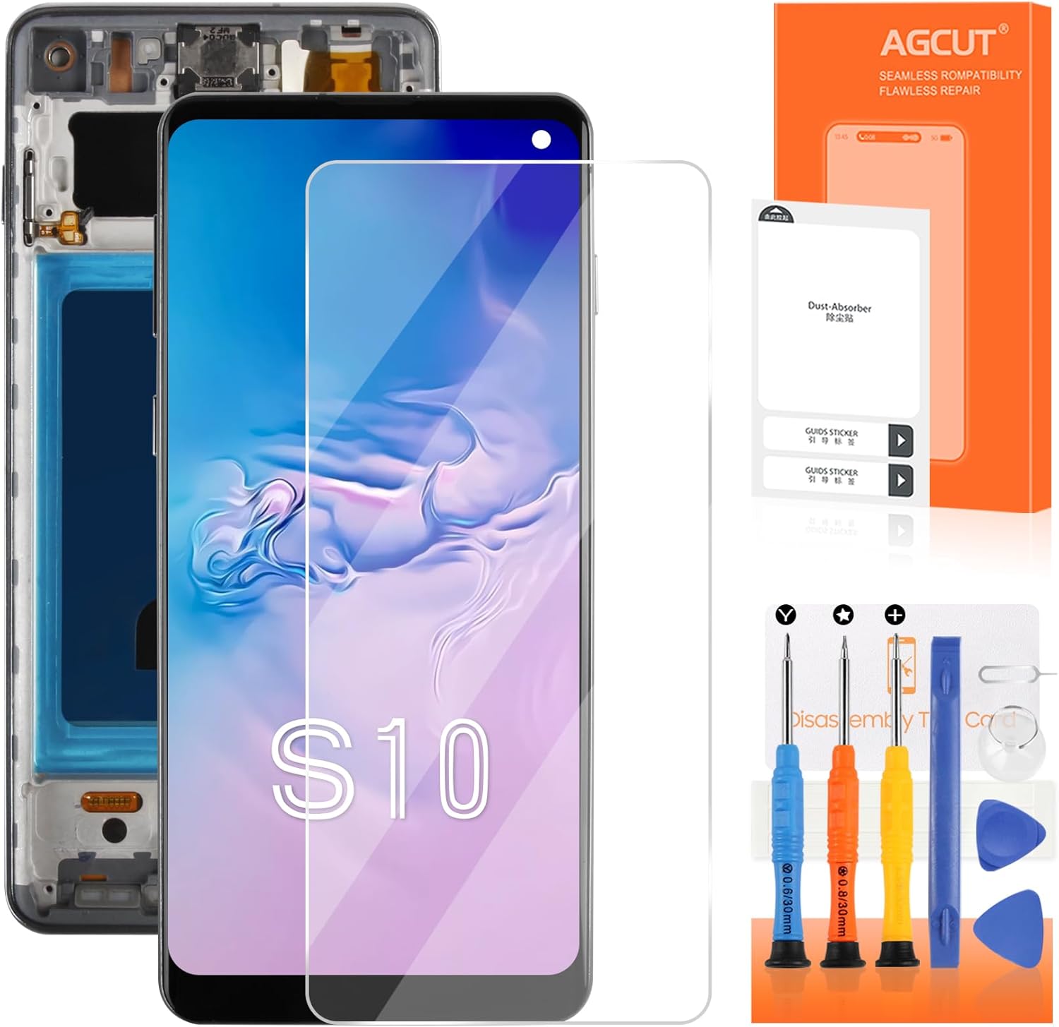 INCELL for Samsung Galaxy S10 Screen Replacement for Samsung S10 LCD Display SM-G973F G973U G973W LCD Digitizer Touch Assembly Repair Part with Frame (No Fingerprint)