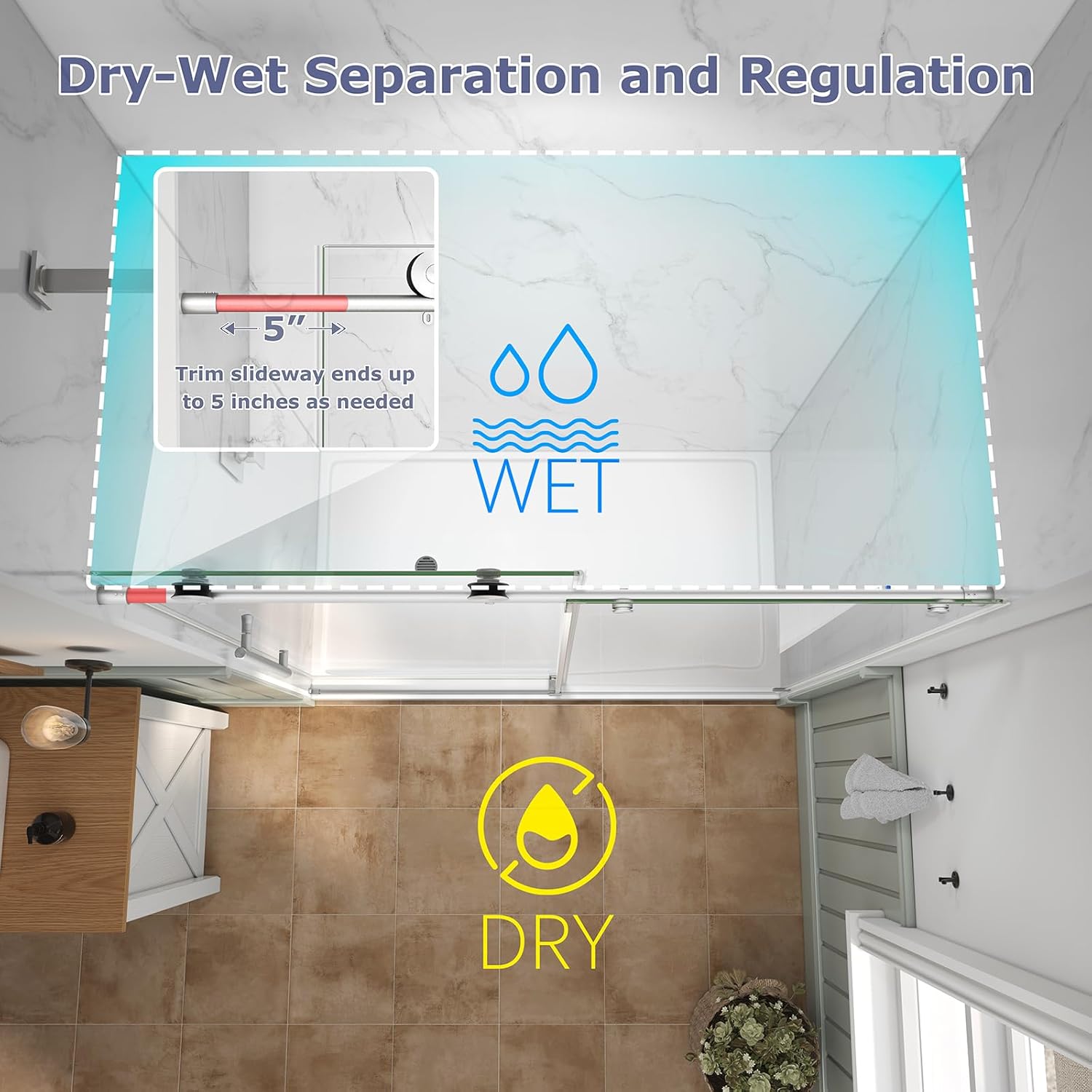 43"-48" W x 76" H Soft Closing Sliding Frameless Shower Doors,Water Repellent Shower Door,5/16" (8mm) Transparent Glass,Nano Explosion-Proof Film (Brushed Nickel 48" Wx76 H)