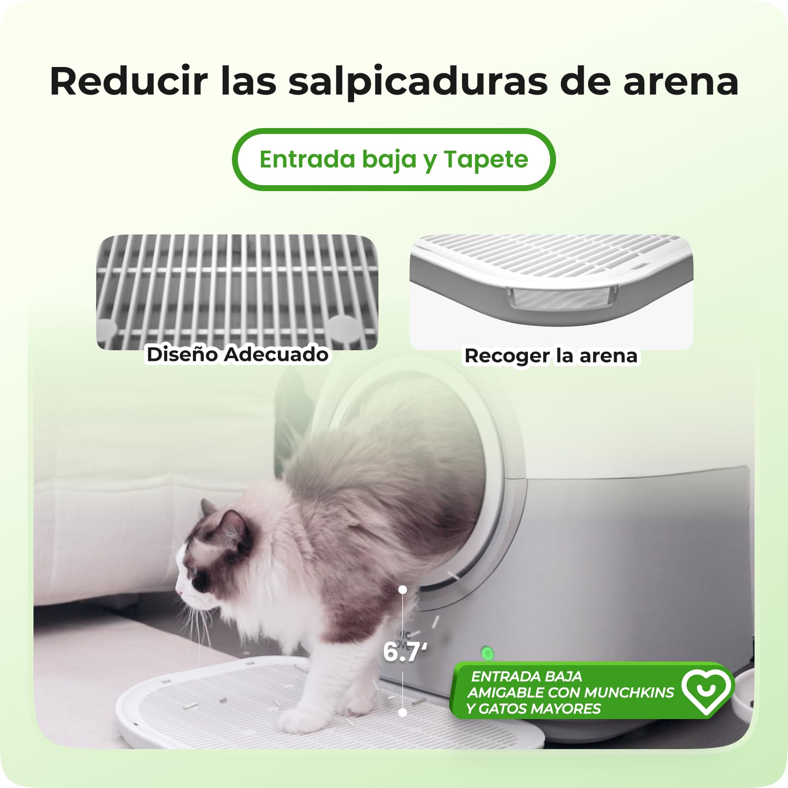 HHOLOVE Arenero Gatos Autolimpiable, Arenero Automático para Gatos con App WiFi, Control de Olores, Sensores Antiatrapamiento, Monitor de Peso, Capacidad de 60L para Varios Gatos (Gris)