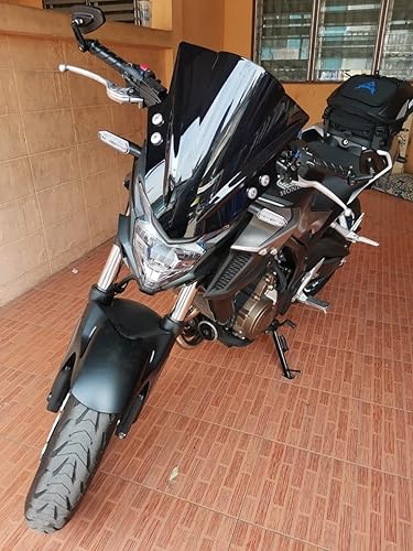 Miniatura 4 de GLoyer Parabrisas de motocicleta con soporte ajustable compatible con Bajaj Dominar Pulsar 200NS Pulsar 180 DTS-i 150 DTS-i (color negro)