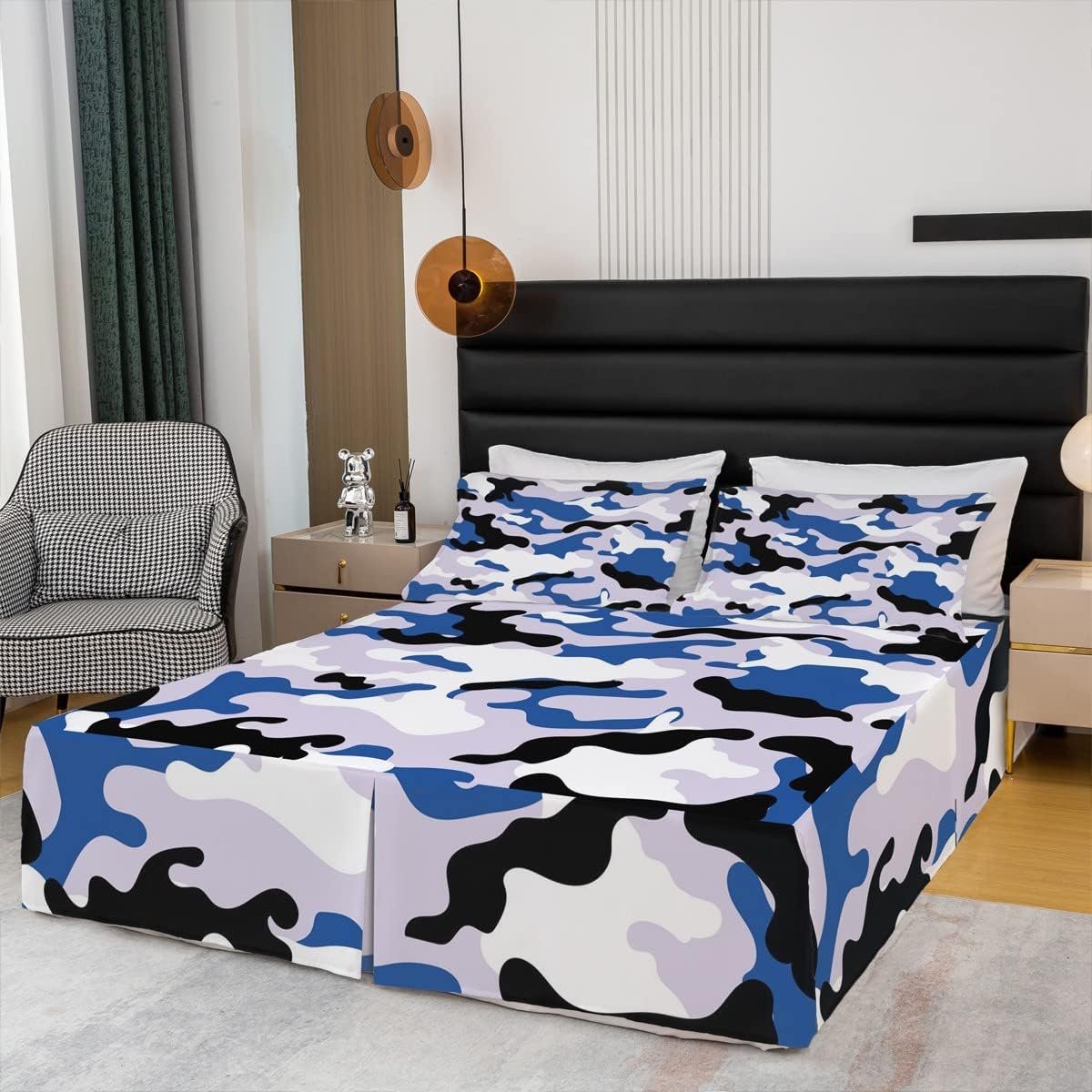 Erosebridal Cow Bed Skirt for Boys, Kids Milk Cow Print Bed Skirts Queen, Black and White Bedskirt for Girls Teenager Women Bedroom Decor, Abstract Soft Microfiber Bedding Set with 2 Pillow Cases