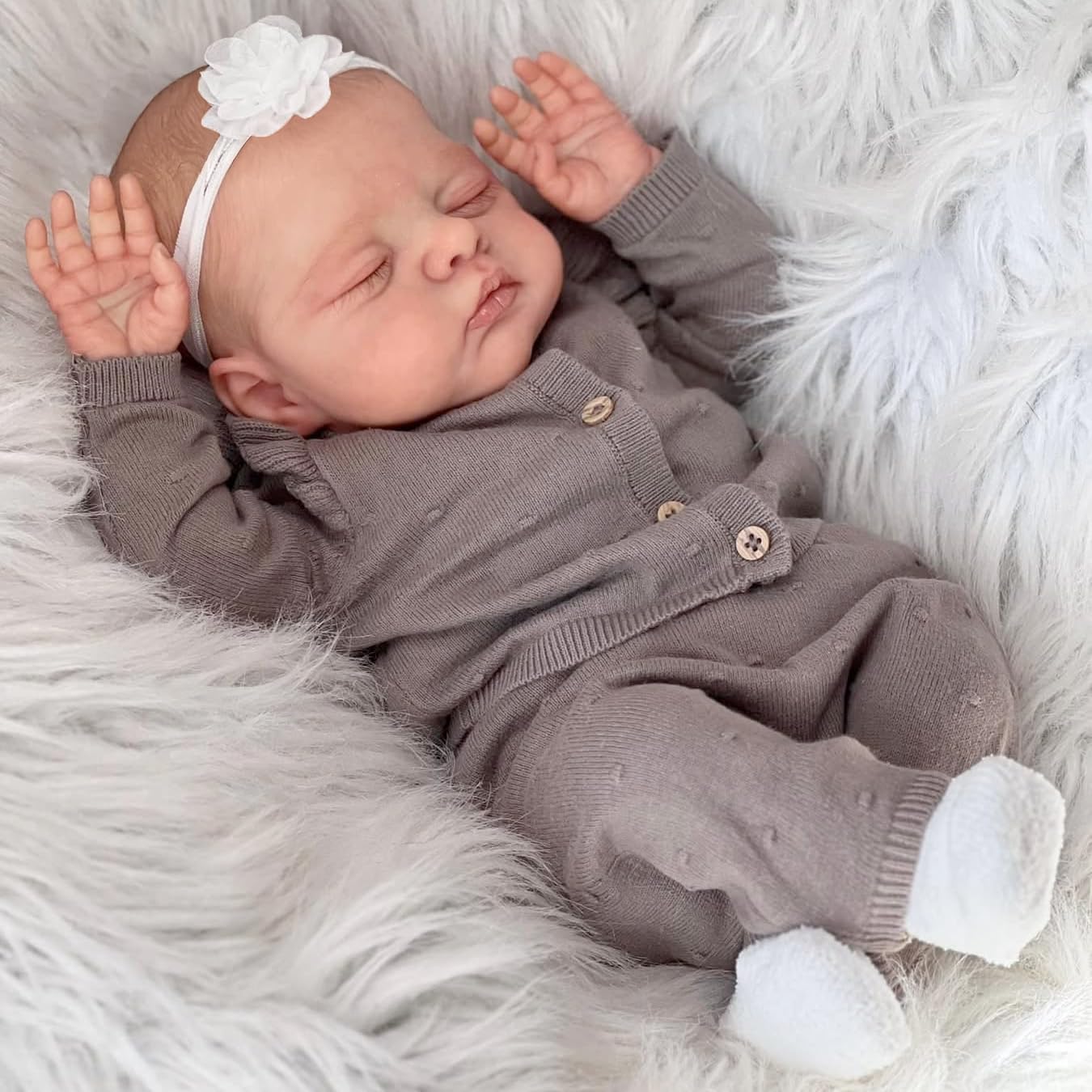 Real Life Reborn Bambola che dorme, 45,7 cm, realistica, in tessuto morbido, con capelli dipinti che sembrano realistici, con kit di alimentazione per bambini dai 3 anni in su