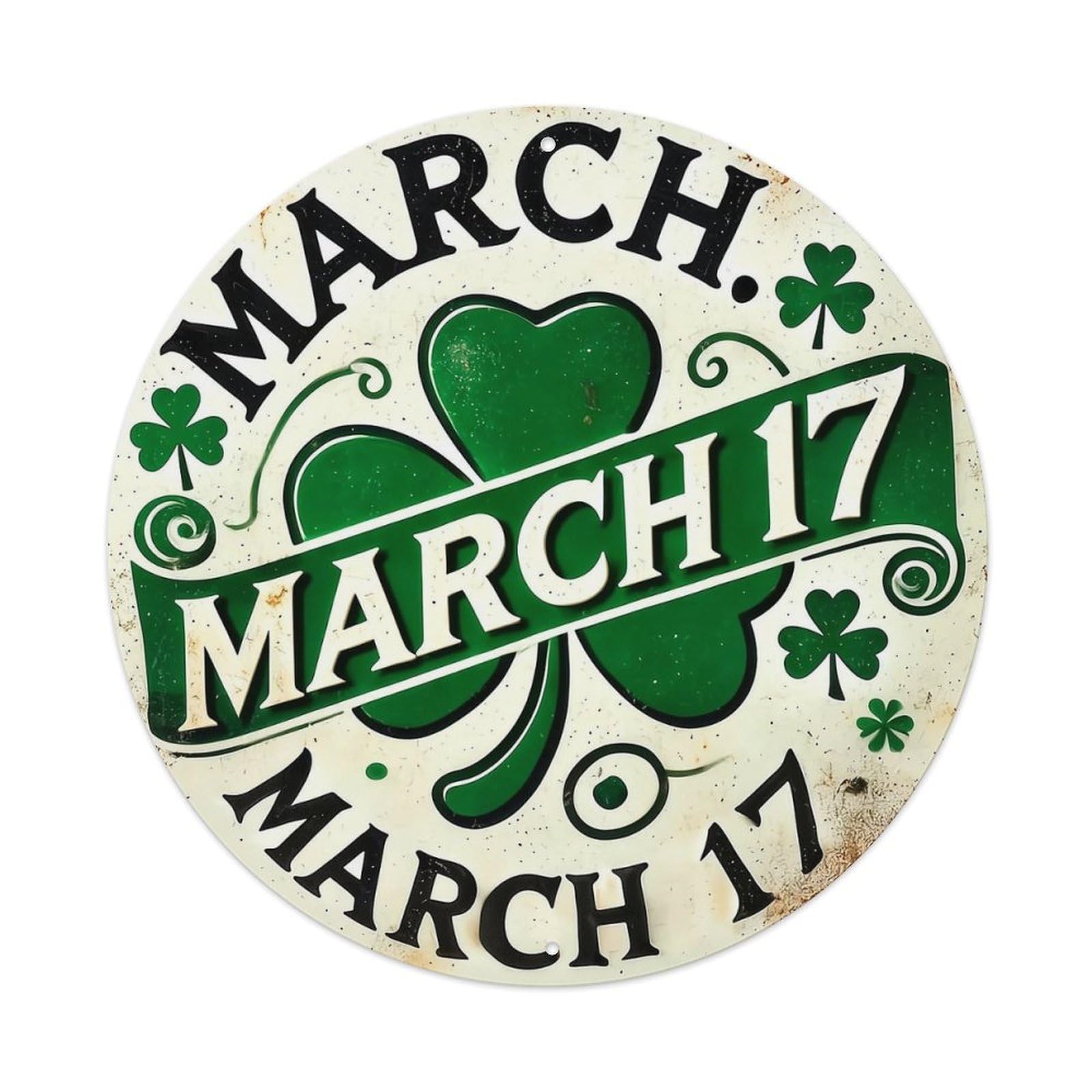 Jdyansheng Vintage March Seventeen Shamrock Design Print Tin Sign Metal Poster Metal Signs For Home Man Cave Bar Cafe Kitchen Laundry Room Wall Decorations 8X8 Inches