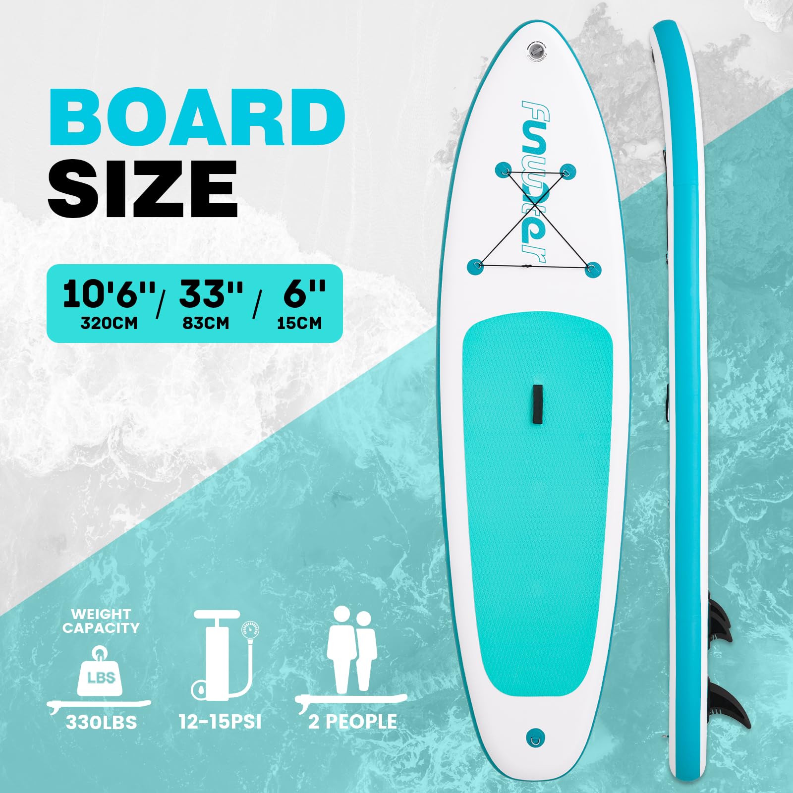FunWater Tavola SUP Gonfiabile Surf Paddle Board Inflatable, Ultralight SUP per tutti i livelli con Due Accessori Tipo