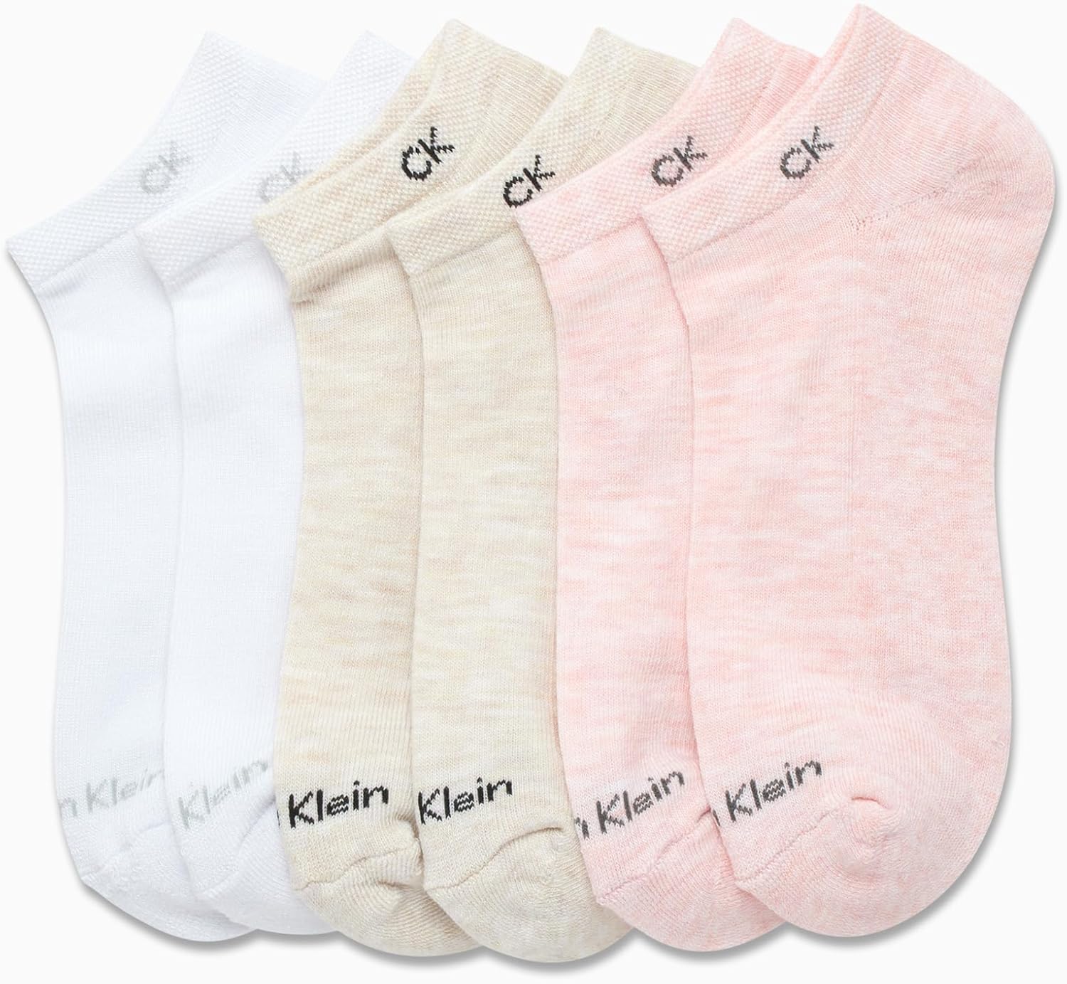 Calvin Klein Womens No Show Socks - 6 Pack Breathable Cotton Blend Athletic Performance Low Cut Running Socks for Women