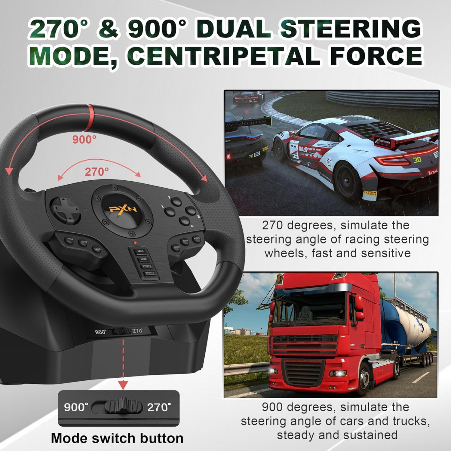 PXN V900 Multi-Platform Racing Wheel with Pedals for Gaming