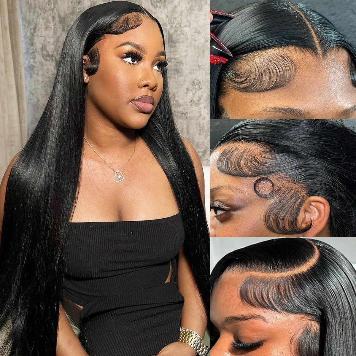Amazon.com : Nawpum 26 Inch 13x6 Lace Front Human Hair Wigs  display picture 2