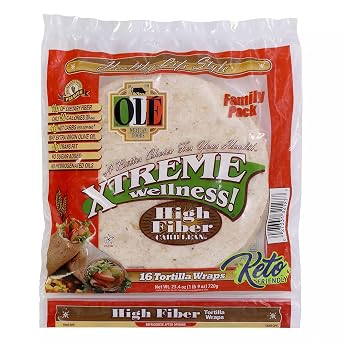 Ole Mexican Foods Xtreme Wellness High Fiber Low Carb Keto Friendly - 16 Tortilla Wraps Pack of 2 32 Total Wraps