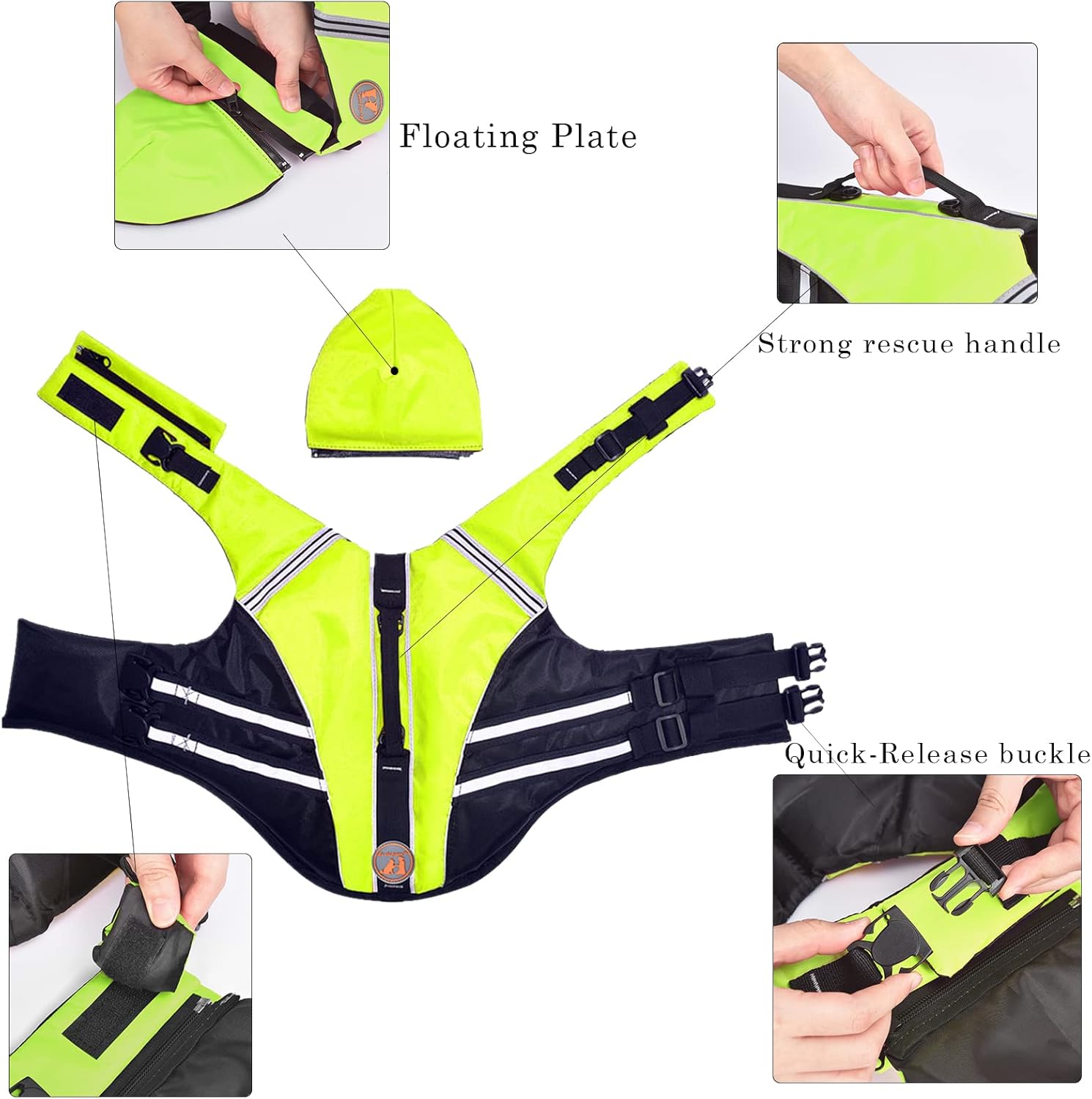 Dog Life Jacket, French Bulldog Life Vest for Swimming Boating, Dog Swim Vest with Chin Float and Rescue Handle, High Flotation Puppy Life Jackets (Chest Girth: 17" to 30", Weight: 17" to 28" LB)