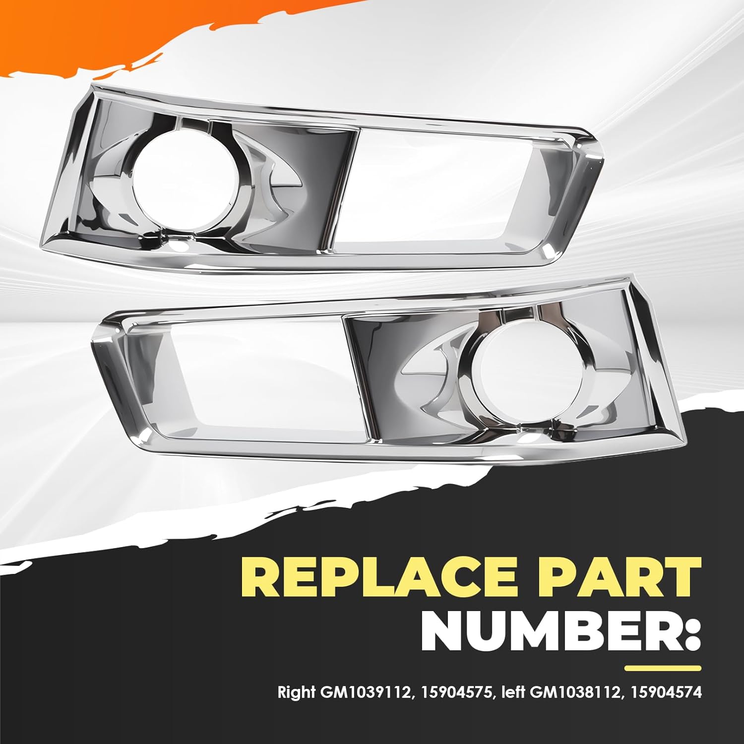 Set of 2 Fog Light Bezel Cover Trim Bumper Insert Compatible with CTS 2008-2013 Front Left Driver & Right Passenger Silver Chrome Smooth Plastic GM1039112 GM1038112