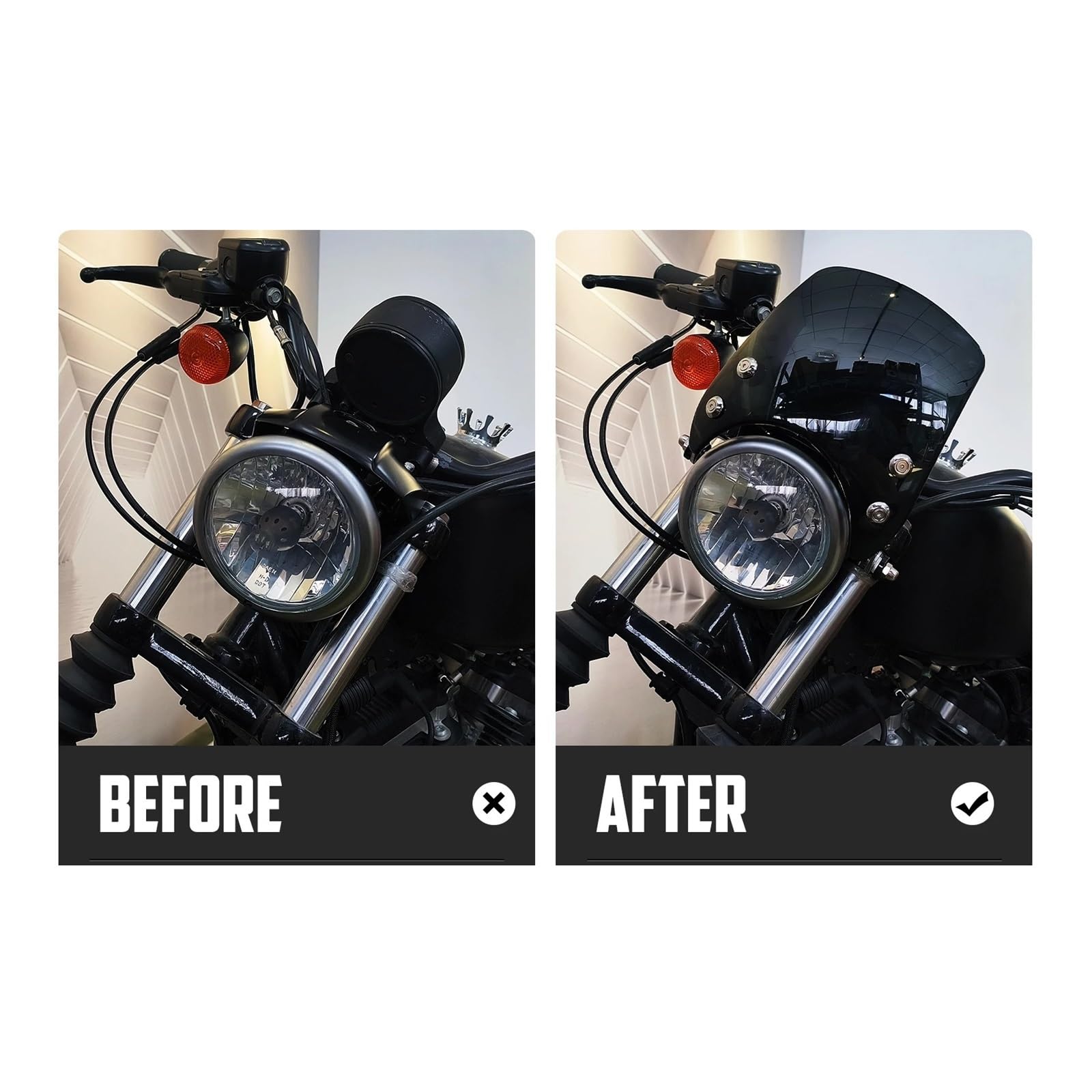 Extension Bulle Pare-Brise Réglable pour Moto pour Sportster XL 1200 883 72 48 Iron (à Partir De 2004), Diamètre 39-41 Mm