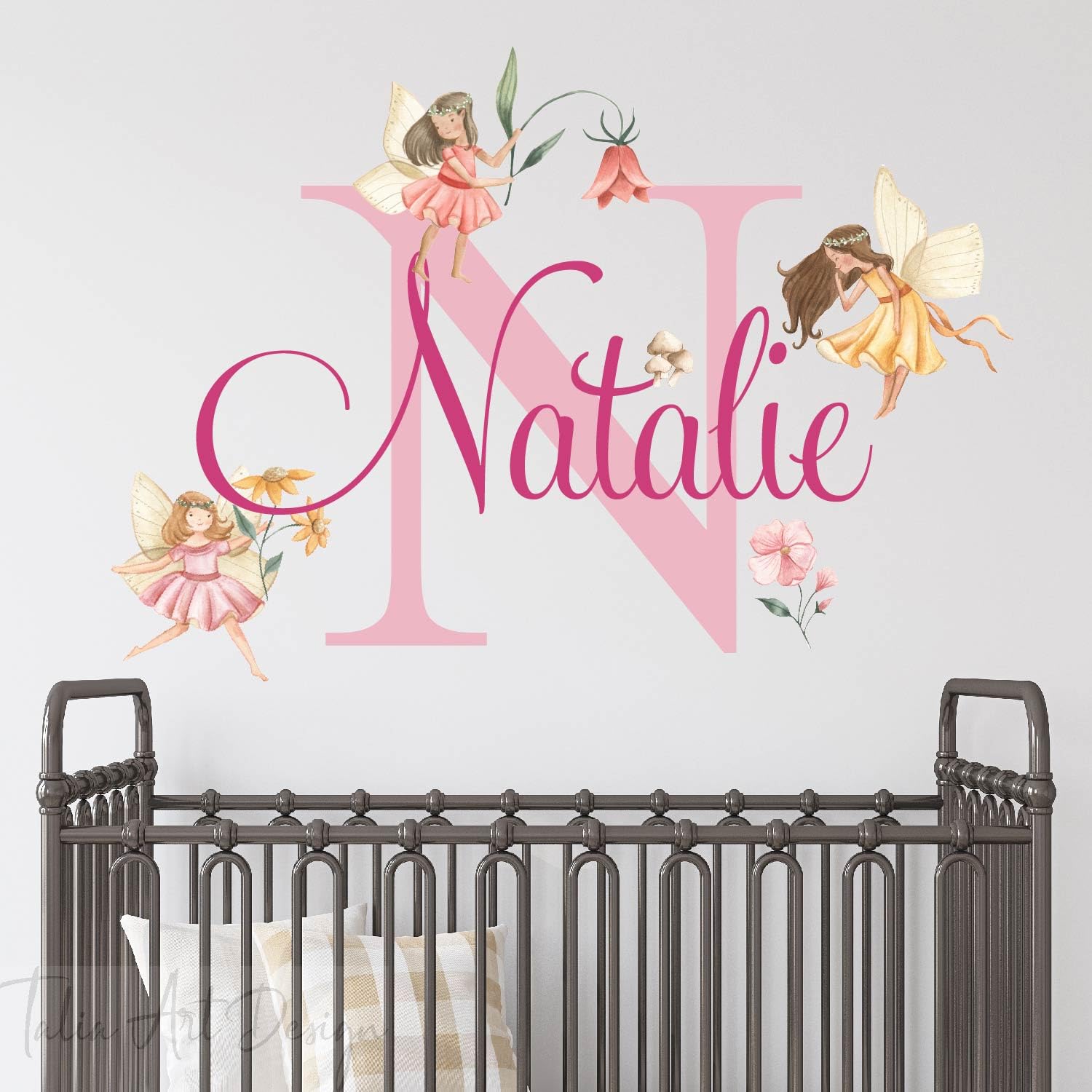 Custom Name Wall Decals,Fairy Wall Stickers,Peel and Stick Wall Decals for Nursery and Kids Room