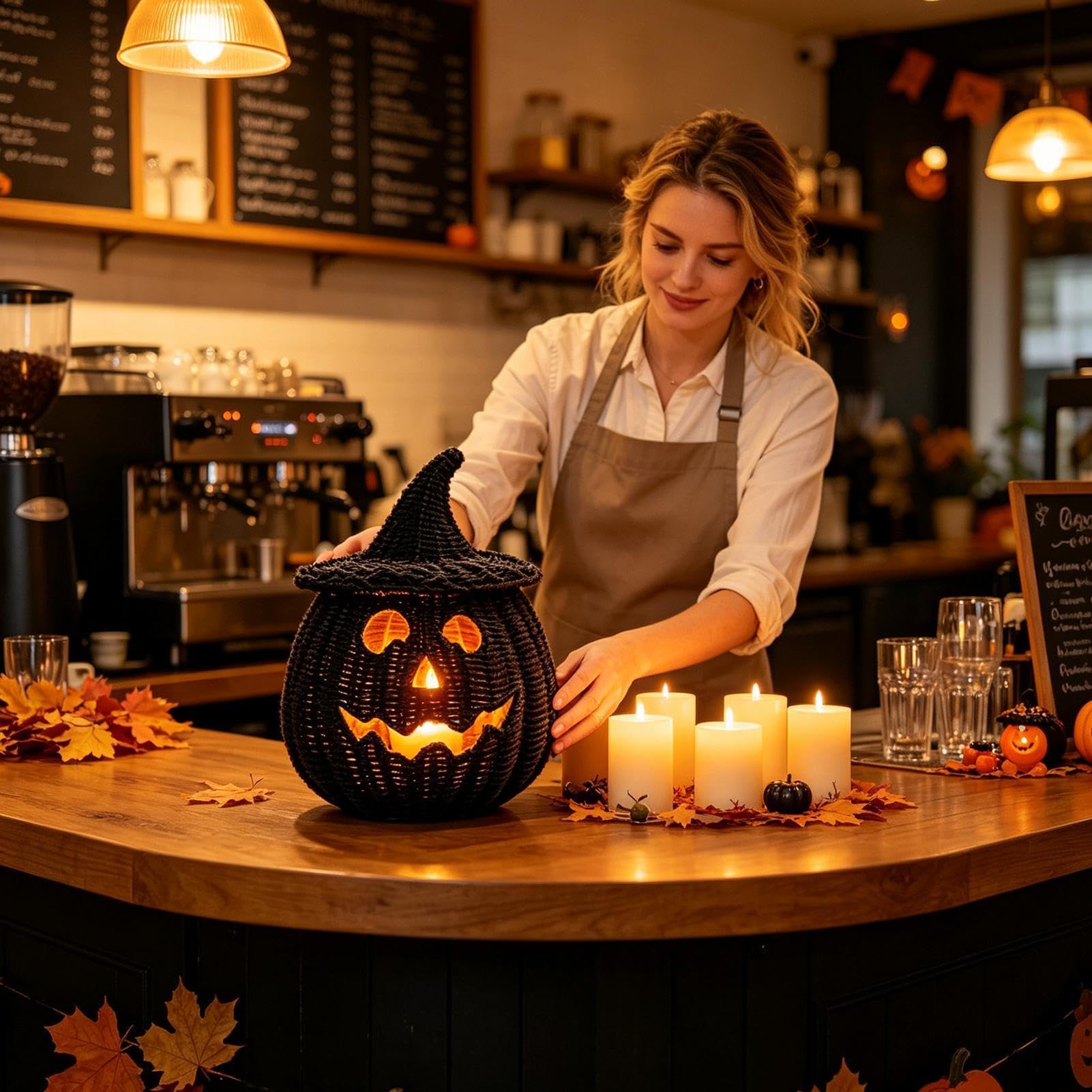 Geflochtener Halloween-Kürbis LED-Kerze Halloween-Aufbewahrungsbox