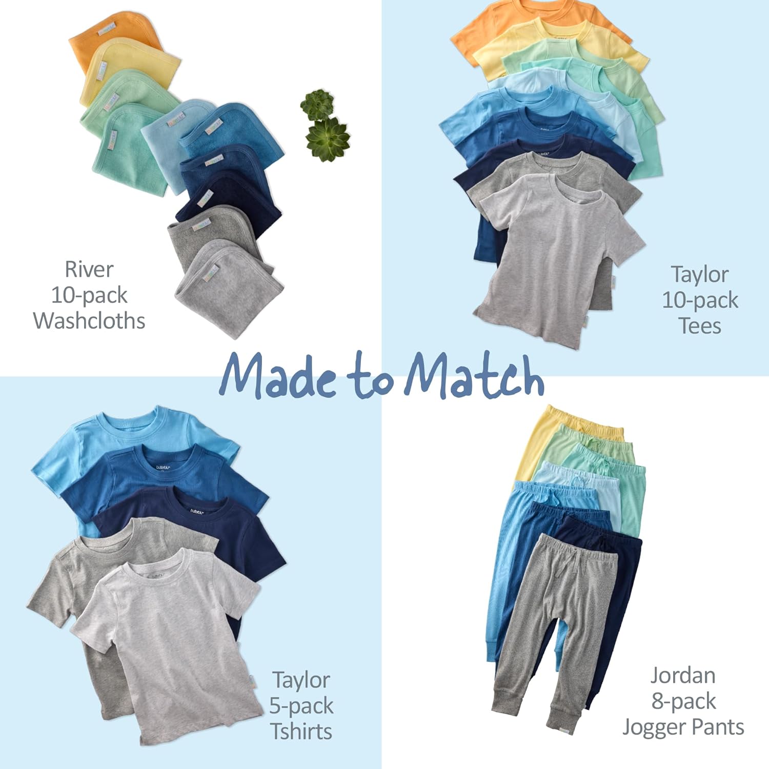 Butterblu Baby Taylor 10-Pack Short Sleeve T-Shirts​ 100% Organic Cotton for Boys​ & Girls