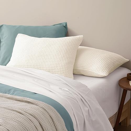 Miniatura 3 de PHF Juego de 2 fundas de almohada ultra suaves con tejido de gofre, tamaño King de 20 x 36 pulgadas, sin relleno, fundas de almohada transpirables y