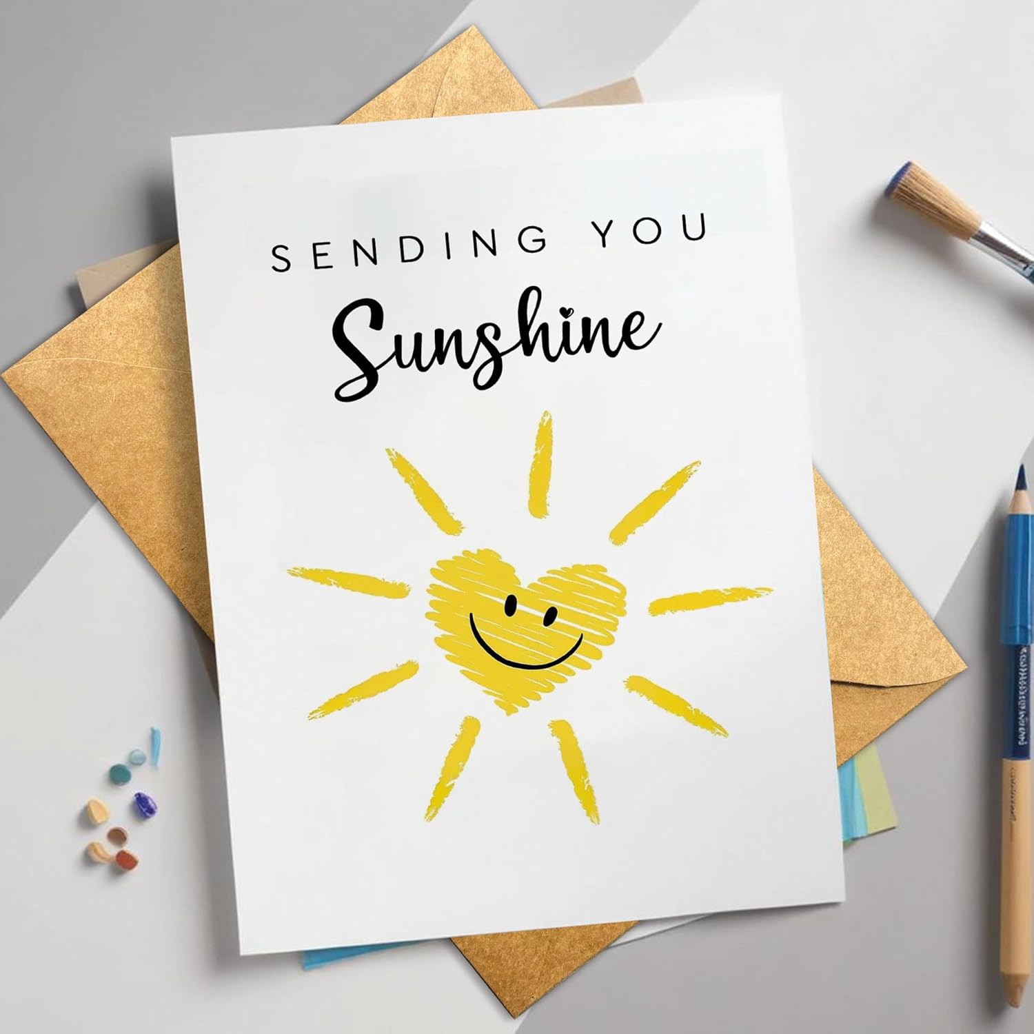 Encouragement Cards Sending You Sunshine Greeting Card – Positive Uplifting Cheerful Support for Friends, Family, Coworkers, Women, Men, Kids for Get Well Soon, Thinking of You, Recovery, Mental Health, Tough Times – 8x5.3 Inch with Envelope - Image 3