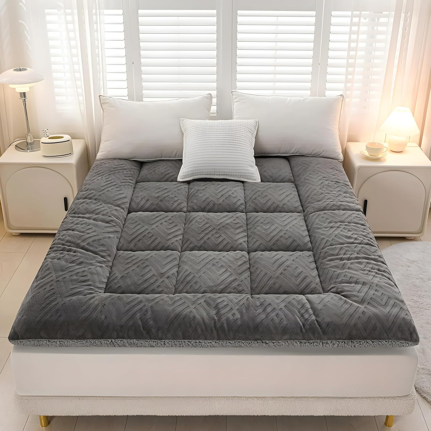 Thick Double Mattress and Floor Sleeping Pad - Full Size, Compact Foldable, Super Soft, Easy to roll up Tatami mat for Outdoor Adventures, RV Travel, Guest beds, and Home use