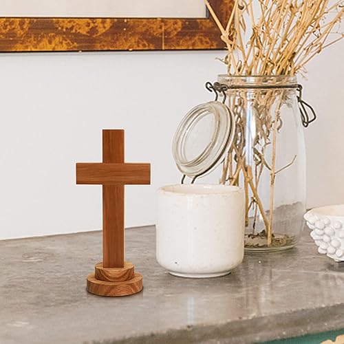 Miniatura 4 de Attivolife Estatua de cruz de madera con soporte, cruz espiritual cristiana de Jesús, regalo religioso para Pascua católica y Navidad, mesa de