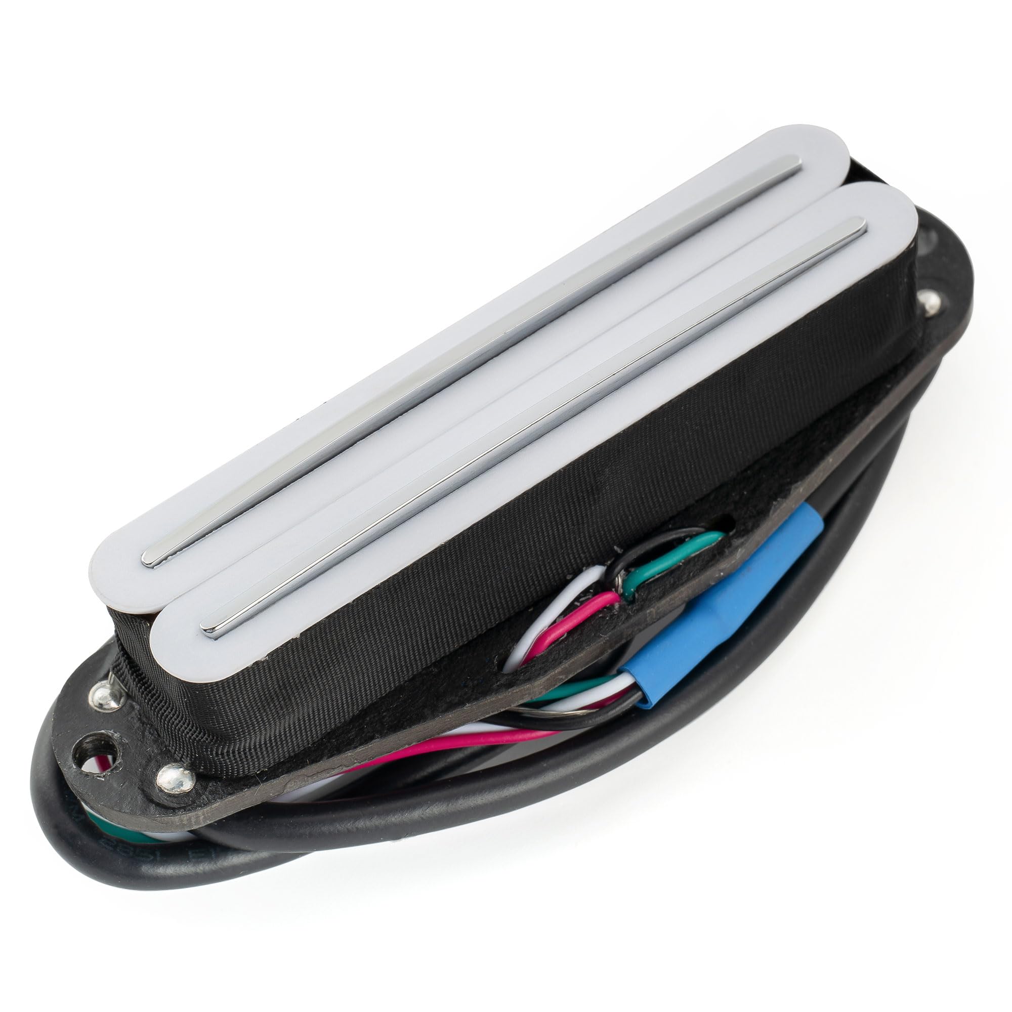 Musiclily Pro ST-DPMA Alnico 5 Rail Blade Micro Humbucker Format Simple Bobinage Pickup 9,2K pour Guitare électrique Style Strat, Corps Blanc Rail Chrome