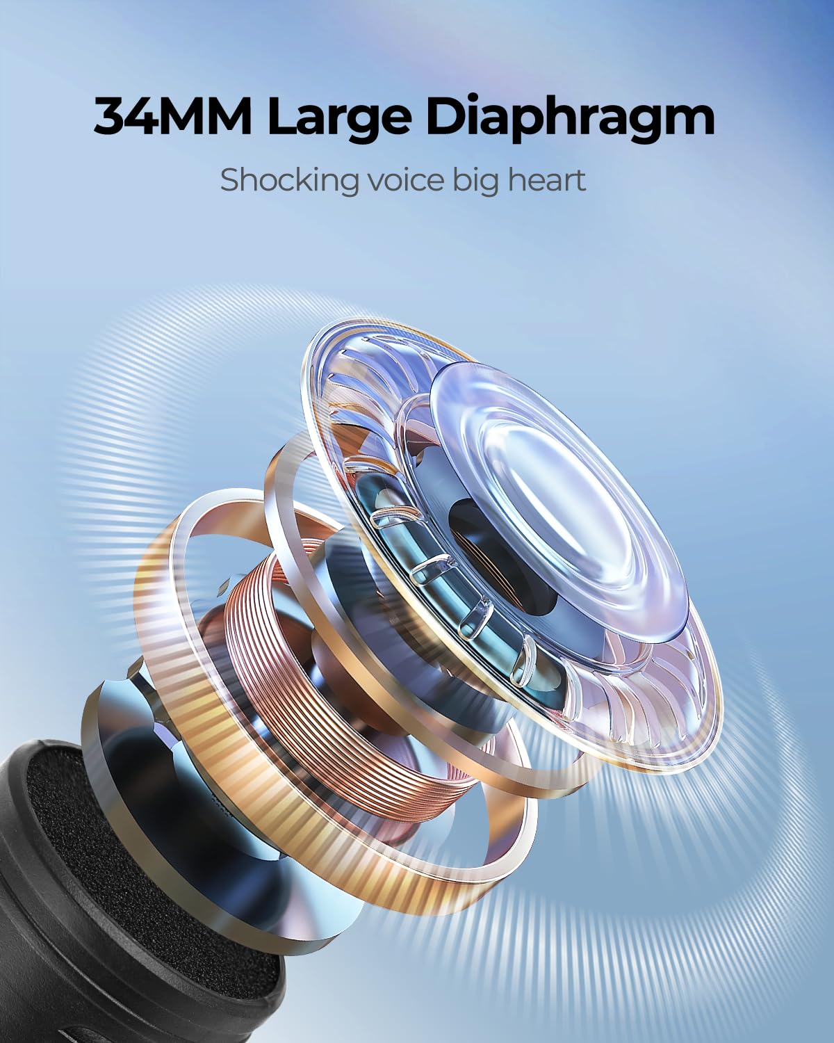 ALPOWL Microfono Inalambrico, Microfono Karaoke con Modulo de Conversión de Impulso DC - DC, para Uso de Voltaje Estable, Micrófono Dinámico con Receptor de Carga de Amplificador de Voz