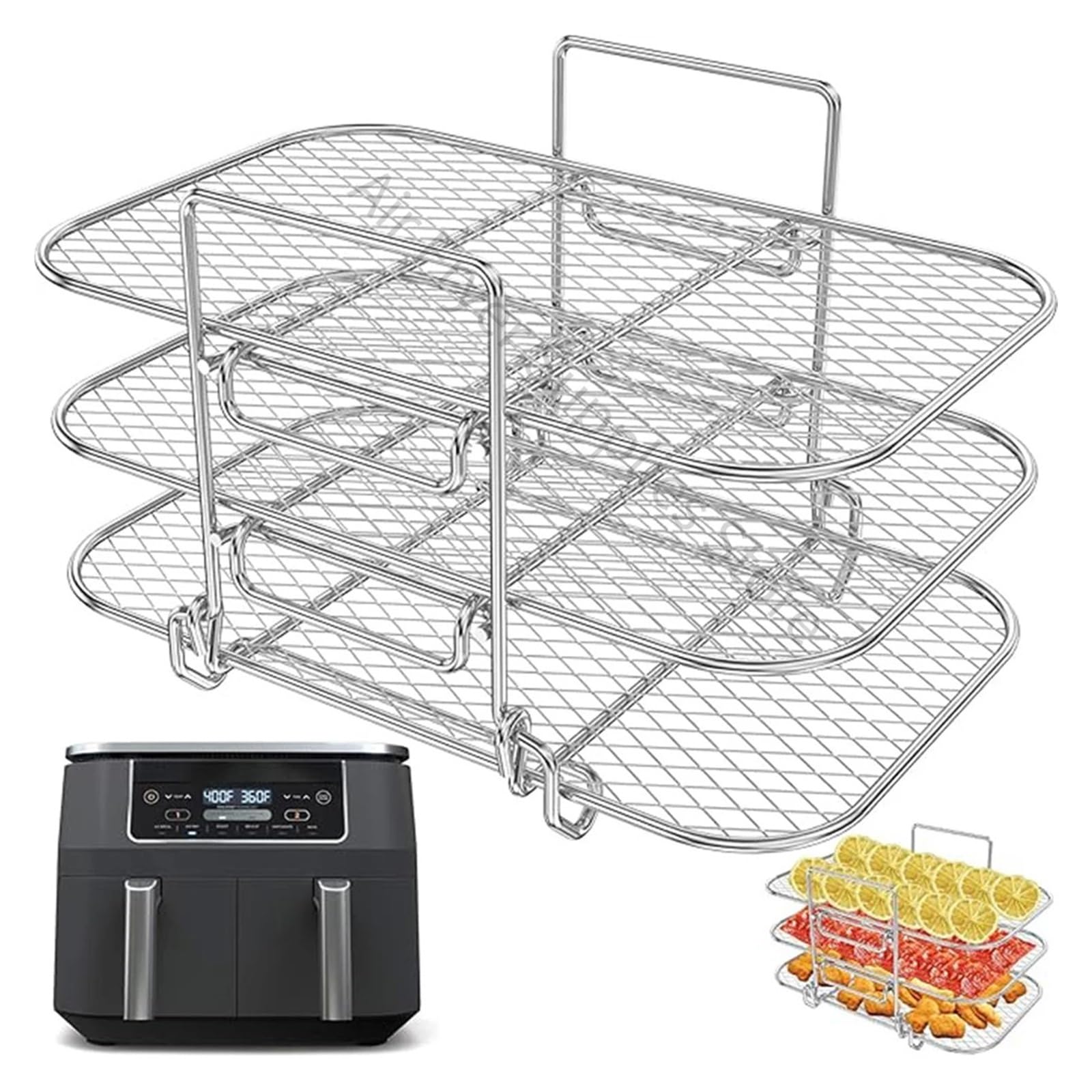 Rack Friteuse Ad Aria 3 Strati Doppio Cestello Compatibile Con Ninja