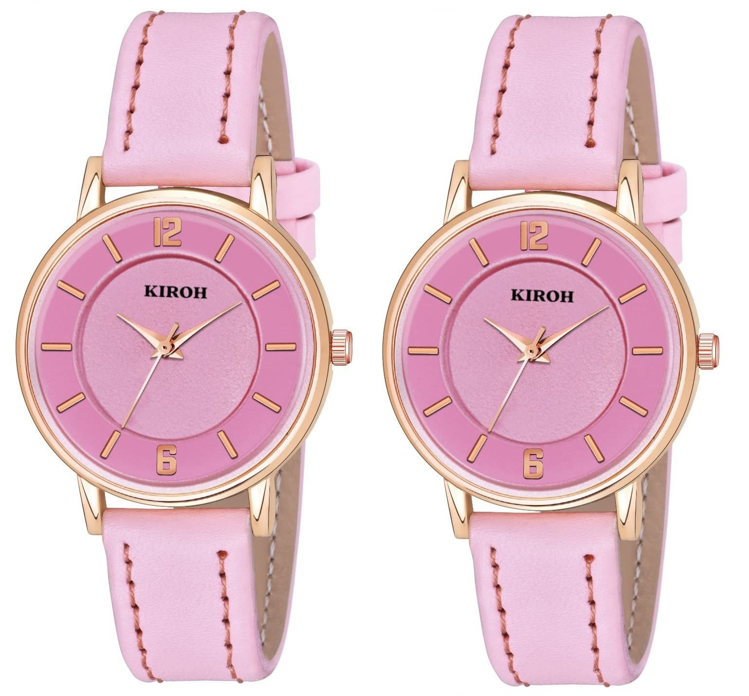 KIARVI GALLERY Pink & Pink 6 to 12 Antique Dial Analogue Stylish Leather Strap Analoge Girls and Woman Combo Watches(Pack of-2,Pink-Pink) (B0BRHGZQB9) Amazon Price History, Amazon Price Tracker