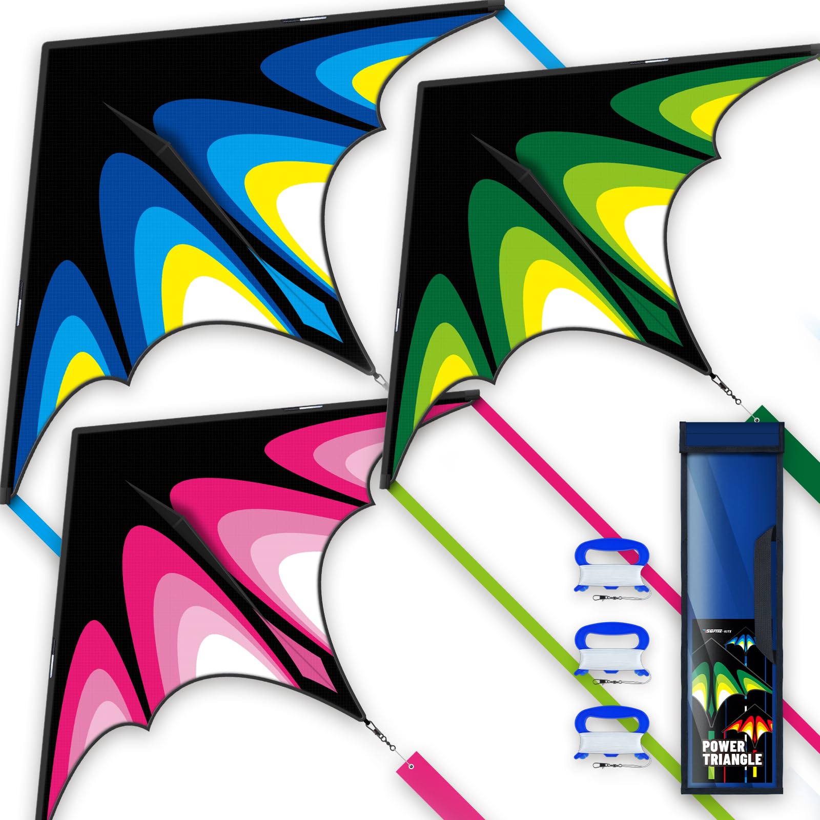 SGftre Delta Kite Easy to Fly,Single Line String with Tail for Beach Flying Kites for Kids and Adults Kites Outdoor Trip Park Family Game (Skyward Prairie 3-Piece Set)