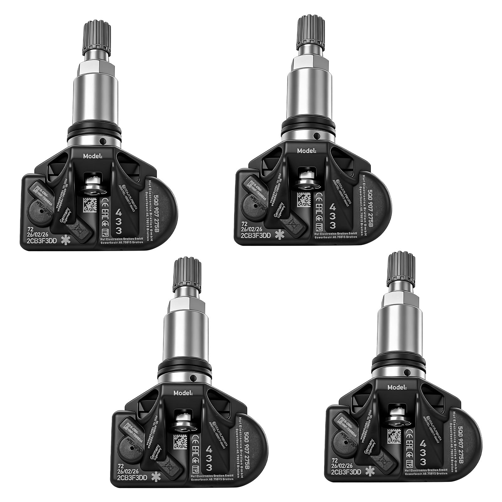 Sensor de Presión de Neumáticos Compatible con Porsche Skoda Seat A3 A4 A5 A6 A7 Q1 Q2 Q3 Q4 Q5 Q7 RDKS TPMS 5Q0907275B, 5Q0998270B 4 Piezas