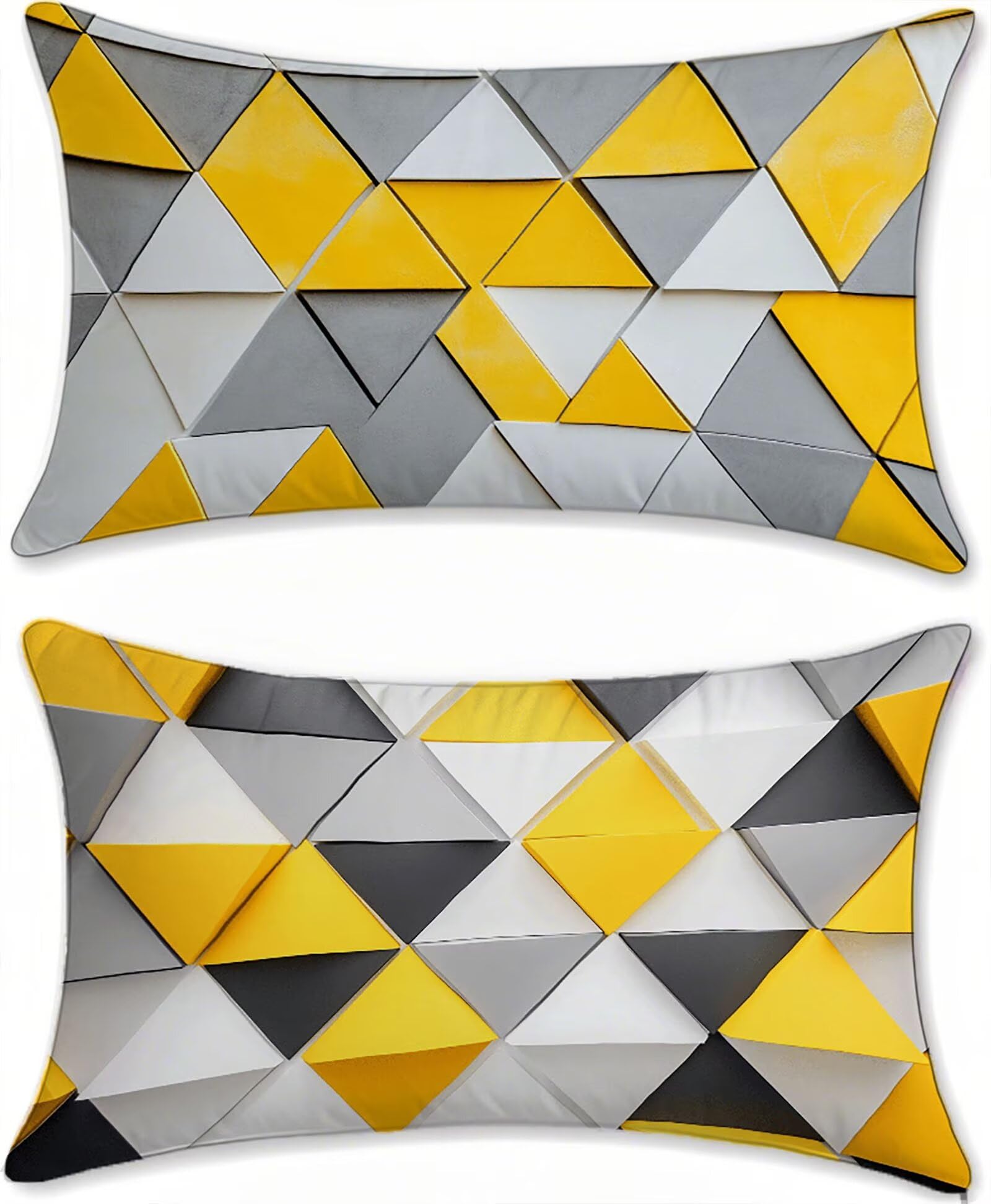 Housse coussin exterieur impermeable en velours geometrique anti-tache