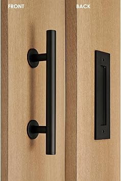 Modern and Contemporary Pull and Flush Door Handle Set/Commercial/Residential Grade Stainless Steel/Black Powdered Finish