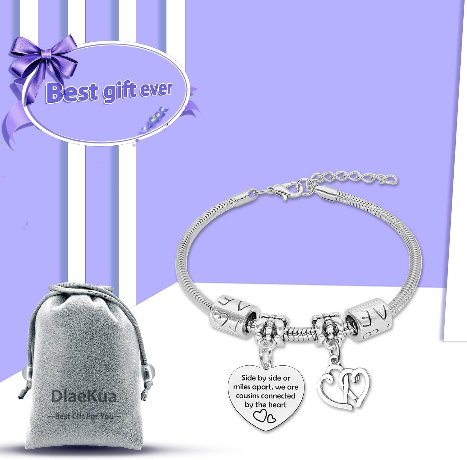 Cousins Bracelets for Women Stainless Steel Bracelets Happy Birthday Cousin Gift Female Cousin Bracelet Cousins Birthday Gifts for Women Inspirational Gifts for Friends Woman Christmas Friendship Gift - Image 7