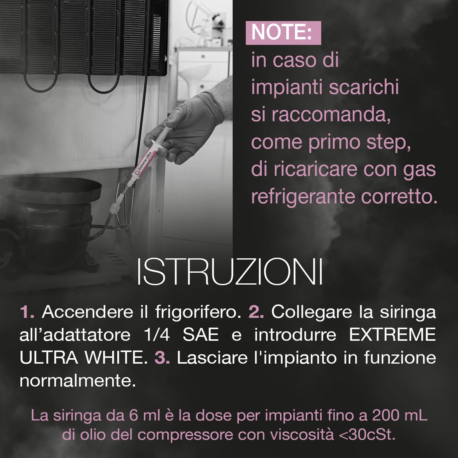 ERRECOM Extreme Ultra White - 6 x 6 ml, Turafalle per Frigoriferi con compressore ermetico e con R600 - R290 – R134a, include adattatore 1/4 SAE