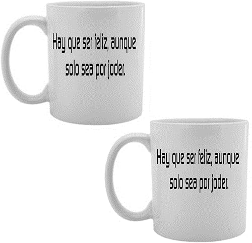 Miniatura 5 de Taza en espanol para heno Que Ser Feliz, aunque solo Mar Por Joder. Taza de cafété