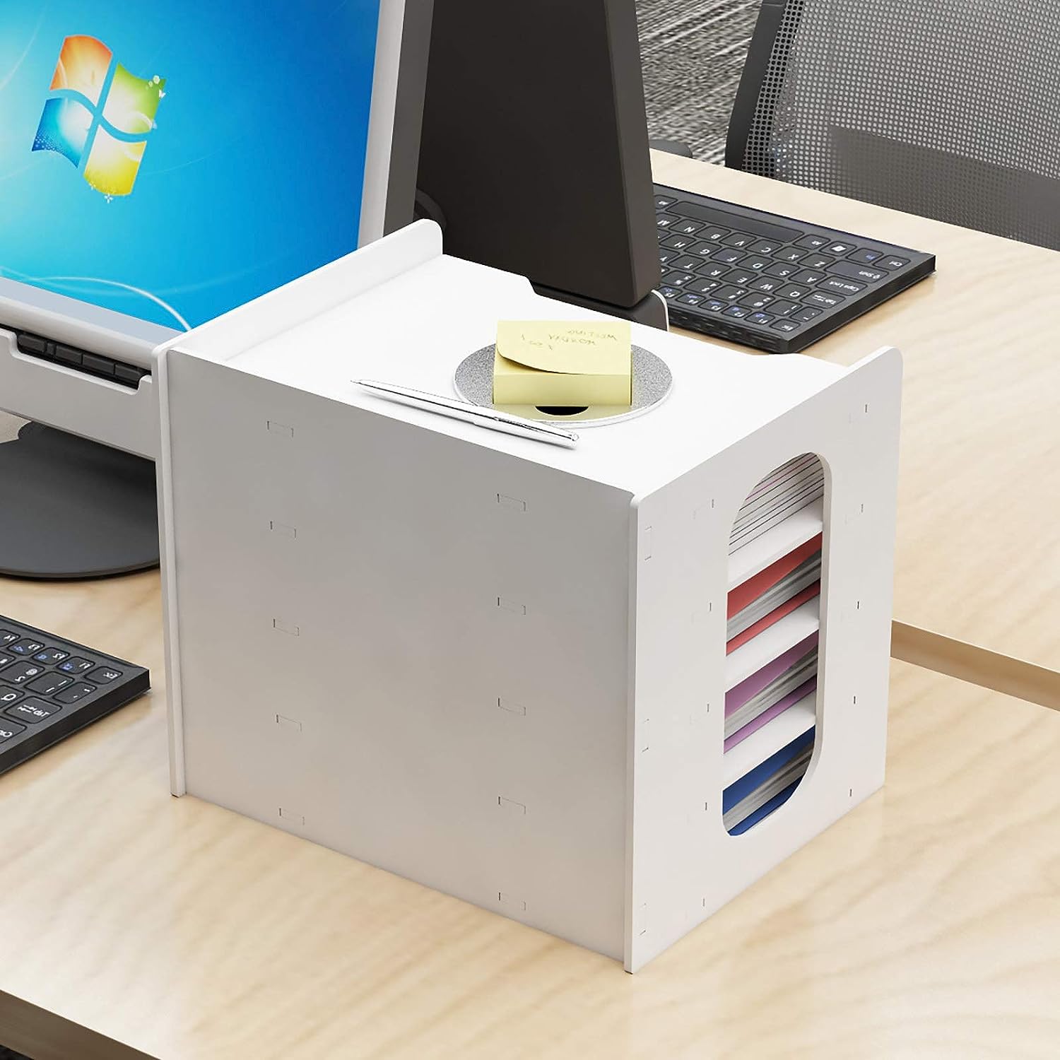 PUNCIA Archivador de Documentos A4 Soporte de papel 5 Bandejas PVC Escritorio Organizador de Archivos Bandeja de Papel Almacenamiento para Oficina Sala de Trabajo Escuela Oficina