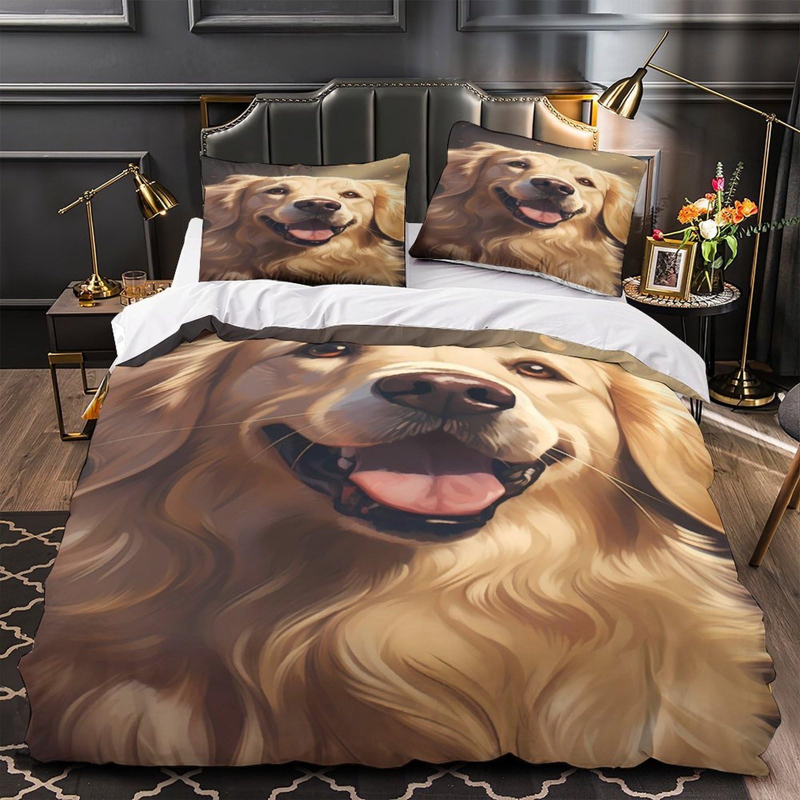 Parure de lit Golden Retriever hypoallergénique et ultra douce