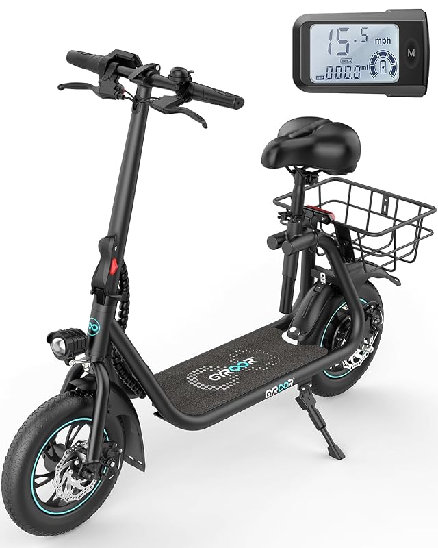 Gyroor Electric Scooter for Adults with Seat 20 25 Miles Range 450W Motor up to 15 5 18