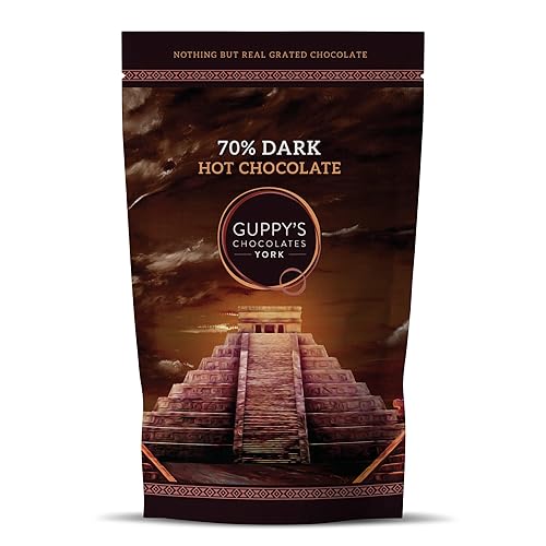 Guppy's Chocolates York | Hot Chocolate Flakes | Luxury 70% Dark Hot Chocolate | Real Grated Drinking Chocolate | (Dark Chocolate) - Dark Chocolate