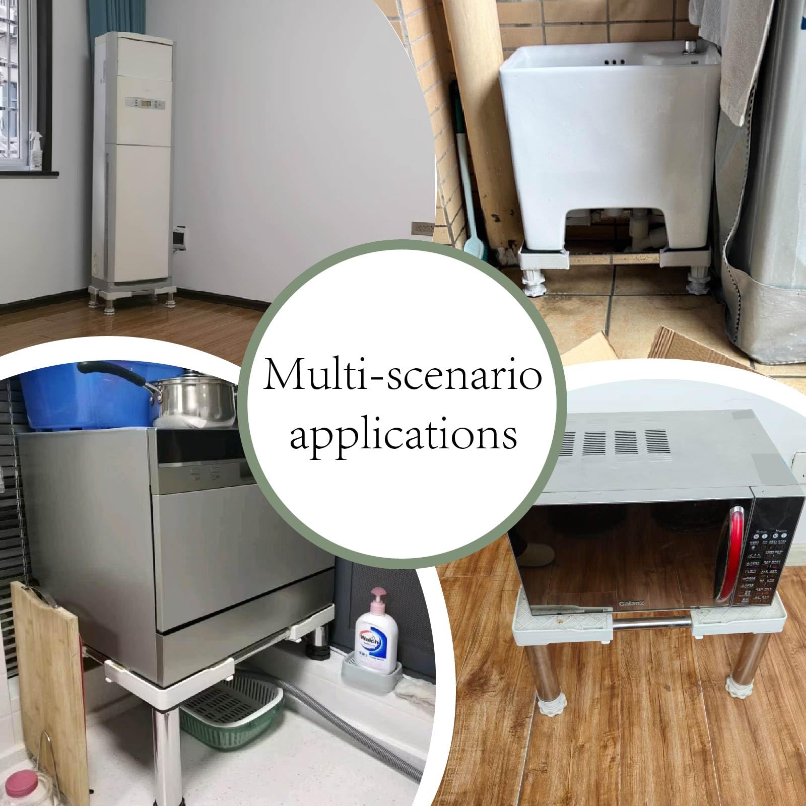 Base Lavadora con 4 Patas Antideslizantes Plataforma con 4 Pies Antivibración Soporte Ajustable amortiguador y reducción de ruido para Lavadora/Secadora/Frigorífico Ancho 35-56cm Altura 8.8-11.5cm