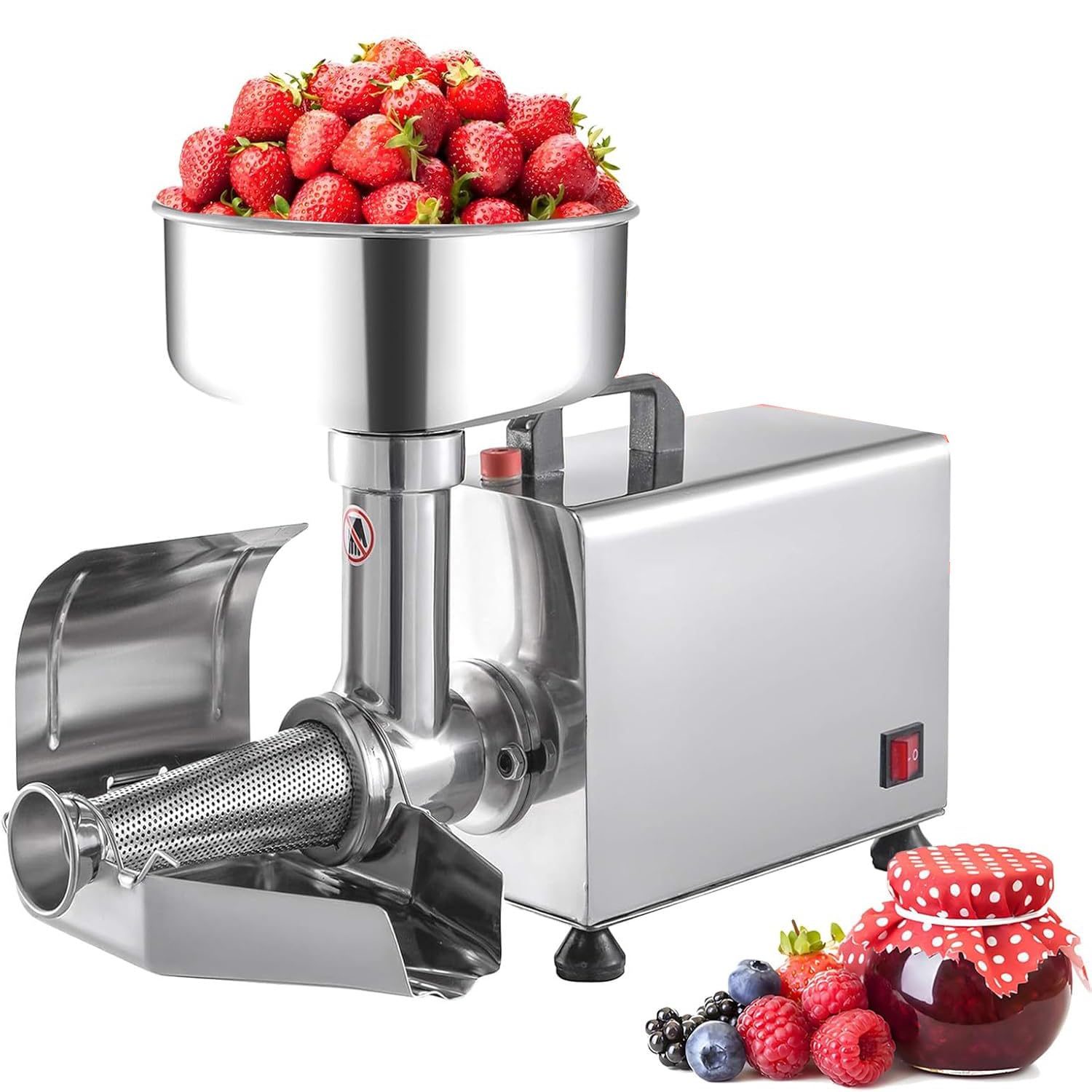 Passapomodoro Elettrico con Pressa | Macchina per Salsa Di Pomodoro Da 450 W,Passaverdure Elettrico in Acciaio Inox Pressa per Salsa Di Pomodoro,Fragole Mirtilli