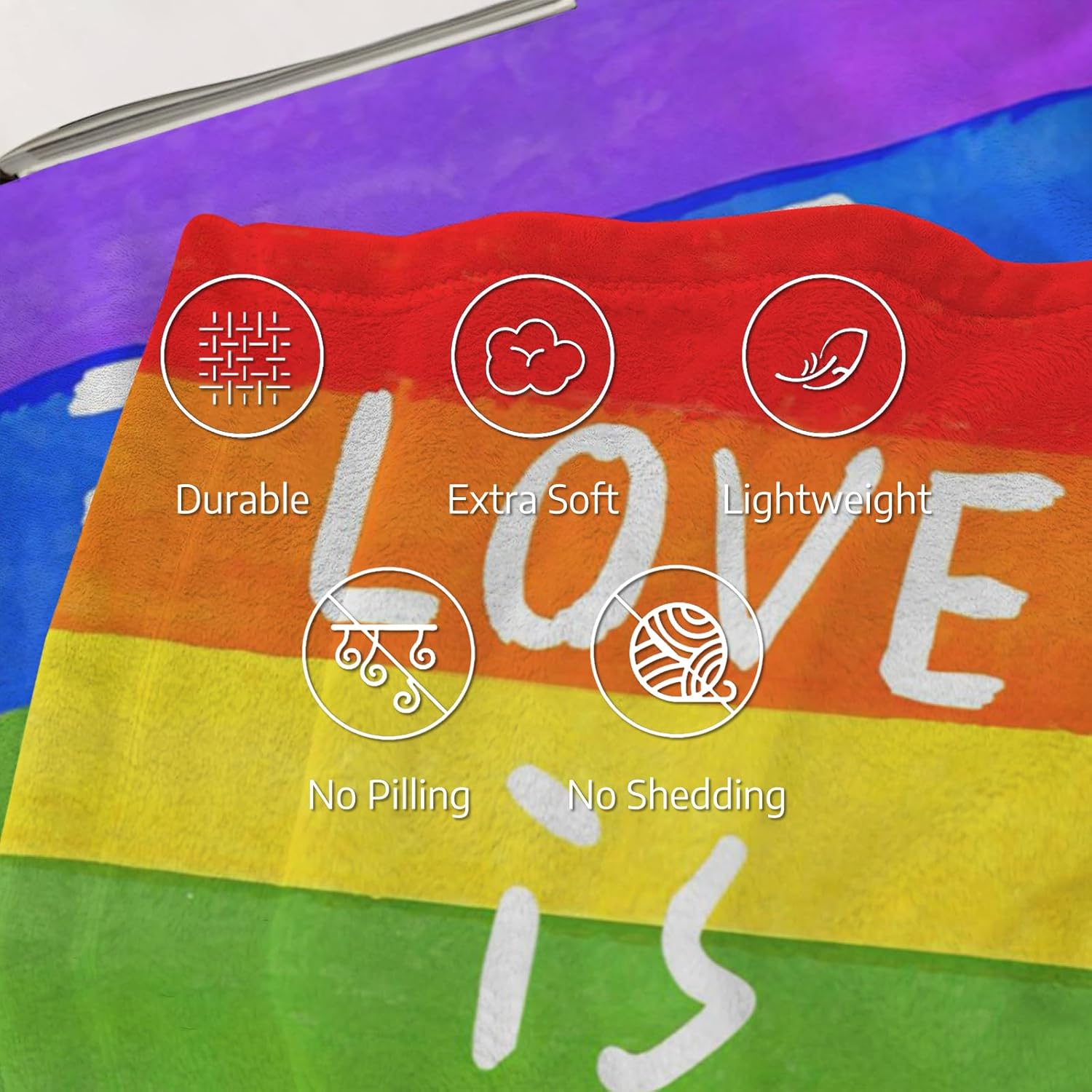 Flannel Blanket LGBT, Love is Love Super Soft Anti-Pilling Pride Throw Blankets - Lesbians Gays Bisexuals Transgender - Lightweight Blanket for Sofa Couch Bed 60x80 Inches